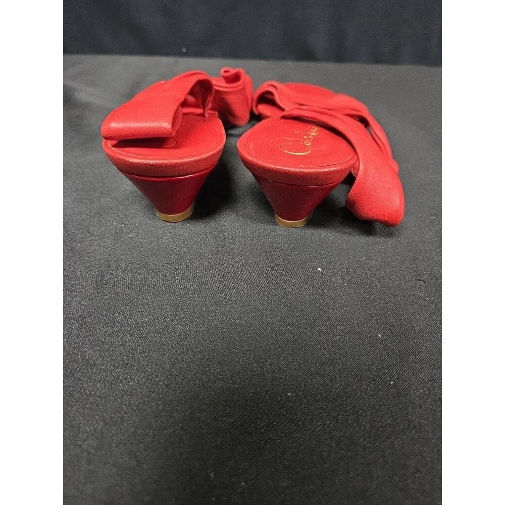 Cole Haan Women's Red Leather Wedge Red Sandals Size| 8 1/2 AA